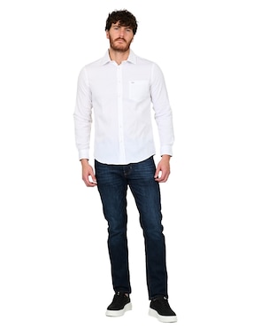 Camisa casual Ferrioni de algodón manga larga para hombre