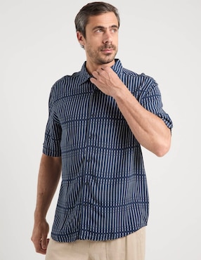 Camisa casual Cubavera de algodón manga al codo para hombre
