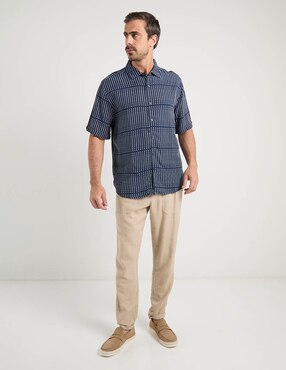 Camisa casual Cubavera de algodón manga al codo para hombre