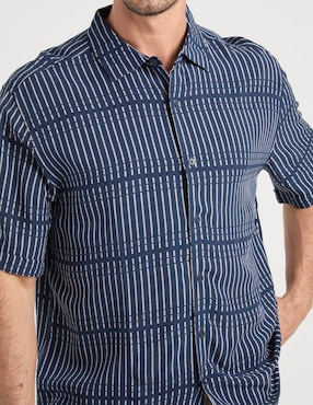 Camisa casual Cubavera de algodón manga al codo para hombre