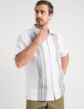 Camisa casual Cubavera de mezcla de materiales manga corta para hombre