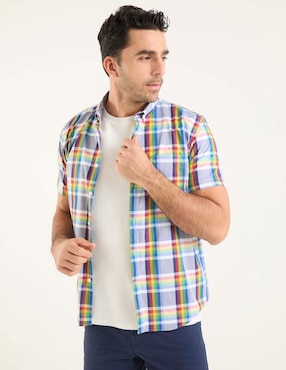Camisa casual Dioro de algodón manga corta para hombre