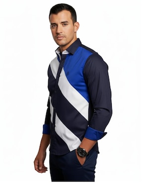 Camisa casual Luqtari de algodón manga larga para hombre