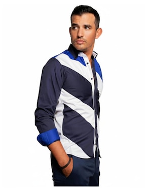 Camisa casual Luqtari de algodón manga larga para hombre