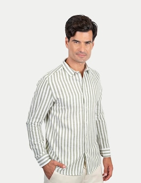 Camisa casual 98 Coast AV de algodón manga larga para hombre