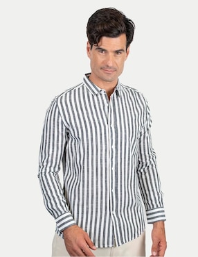 Camisa casual 98 Coast AV de algodón manga larga para hombre