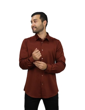 Camisa de vestir Platini de nylon manga larga para hombre