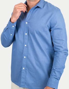 Camisa casual 98 Coast Av de algodón manga larga para hombre
