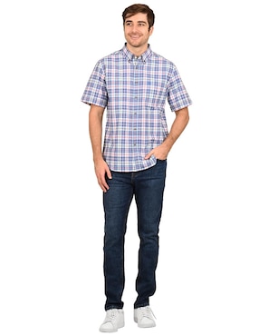 Camisa casual Ferrioni de algodón manga corta para hombre
