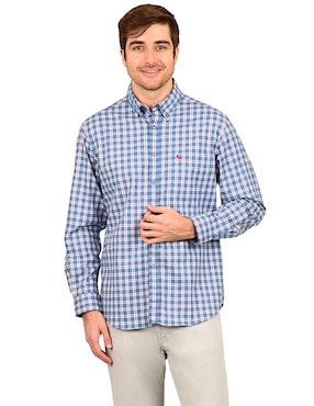 Camisa casual Ferrioni de algodón manga larga para hombre