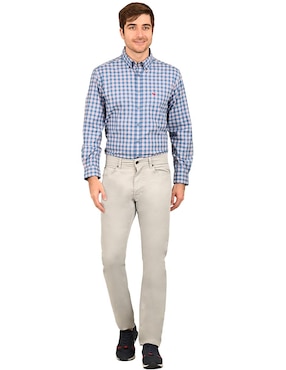 Camisa casual Ferrioni de algodón manga larga para hombre
