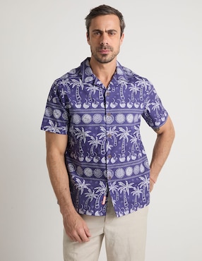 Camisa casual Costavana de algodón manga corta para hombre