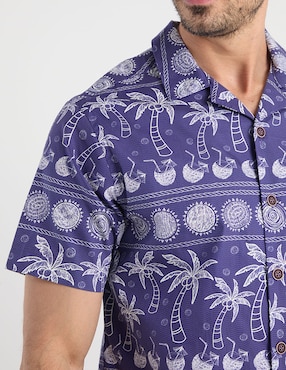 Camisa casual Costavana de algodón manga corta para hombre