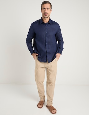 Camisa de vestir Ábito de lino manga larga para hombre