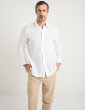 Camisa de vestir Ábito de lino manga larga para hombre