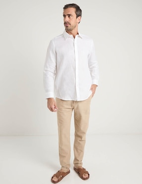 Camisa de vestir Ábito de lino manga larga para hombre