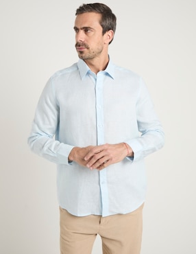 Camisa de vestir Ábito de lino manga larga para hombre