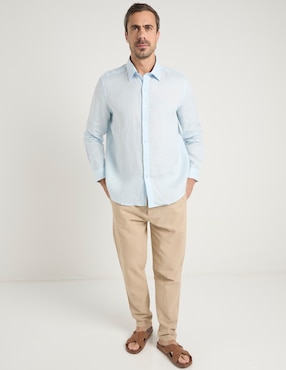 Camisa de vestir Ábito de lino manga larga para hombre