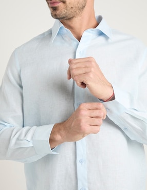 Camisa de vestir Ábito de lino manga larga para hombre
