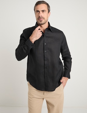 Camisa de vestir Ábito de lino manga larga para hombre
