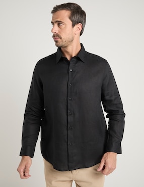 Camisa de vestir Ábito de lino manga larga para hombre