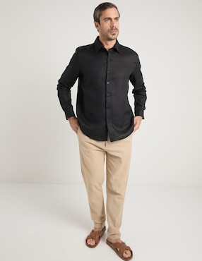 Camisa de vestir Ábito de lino manga larga para hombre