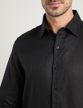 Camisa de vestir Ábito de lino manga larga para hombre