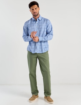 Camisa casual Haggar manga larga para hombre