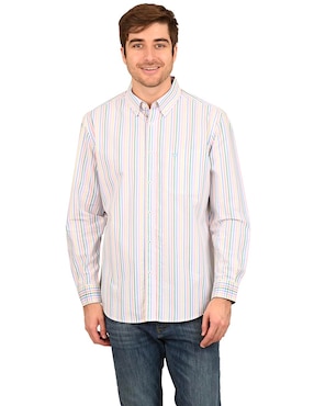 Camisa casual Ferrioni de algodón manga larga para hombre