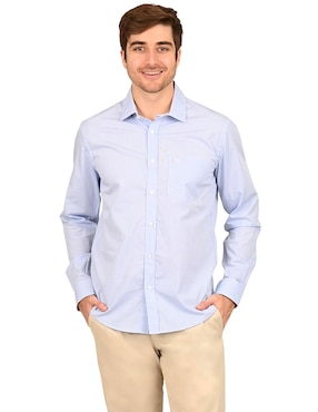 Camisa casual Ferrioni de algodón manga larga para hombre