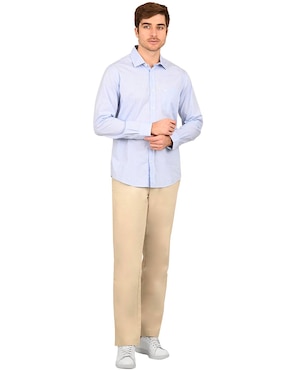 Camisa casual Ferrioni de algodón manga larga para hombre