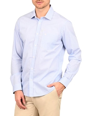 Camisa casual Ferrioni de algodón manga larga para hombre
