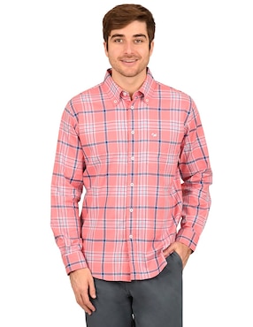 Camisa casual Ferrioni de algodón manga larga para hombre