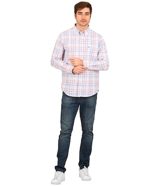 Camisa casual Ferrioni de algodón manga larga para hombre
