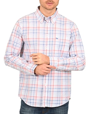 Camisa casual Ferrioni de algodón manga larga para hombre