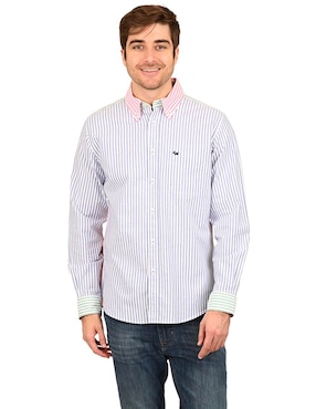 Camisa casual Ferrioni de algodón manga larga para hombre