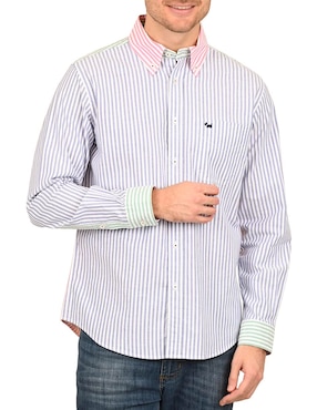 Camisa casual Ferrioni de algodón manga larga para hombre