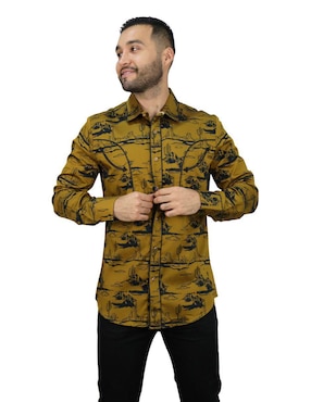 Camisa casual Platini de algodón manga larga para hombre