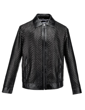 Chamarra casual Cuadra de piel para hombre