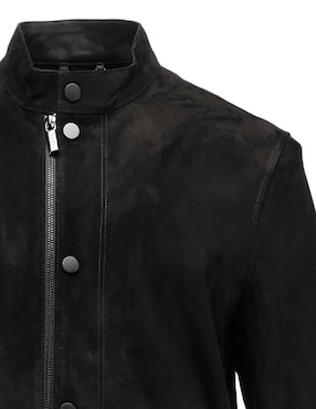Chamarra casual Cuadra de piel con bolsillos para hombre