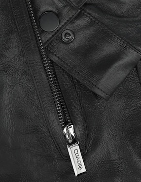 Chamarra casual Cuadra de piel con bolsillos para hombre