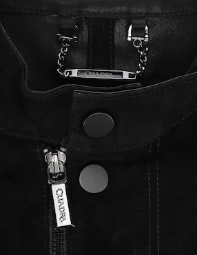 Chamarra casual Cuadra de piel con bolsillos para hombre