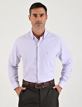 Camisa casual Sansabelt de algodón manga larga para hombre