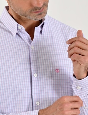 Camisa casual Sansabelt de algodón manga larga para hombre