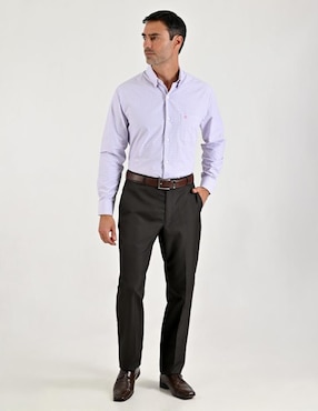 Camisa casual Sansabelt de algodón manga larga para hombre