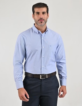 Camisa casual Sansabelt de algodón manga larga para hombre