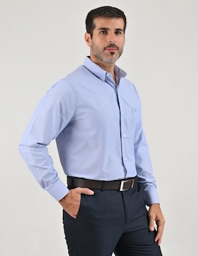 Camisa casual Sansabelt de algodón manga larga para hombre