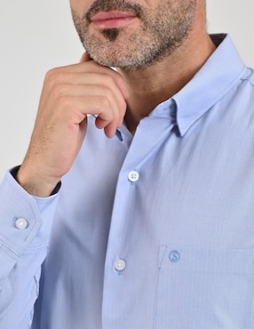 Camisa casual Sansabelt de algodón manga larga para hombre
