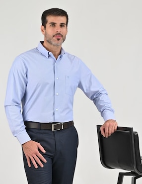 Camisa casual Sansabelt de algodón manga larga para hombre