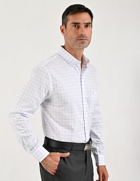 Camisa casual Sansabelt de algodón manga larga para hombre